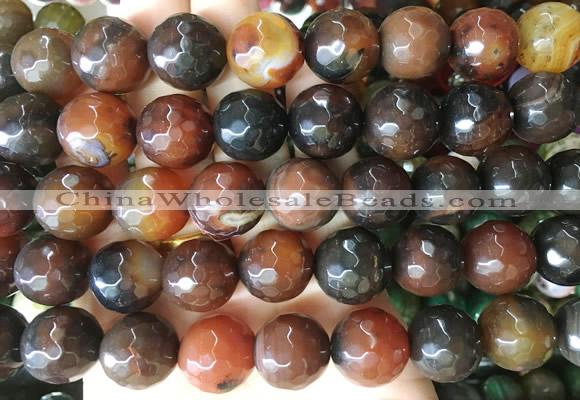 AGBS154 15 inches 16mm faceted round agate gemstone beads wholesale