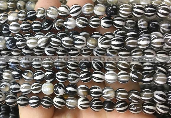 AGBS175 15 inches 6mm round tibetan dzi agate beads wholesale