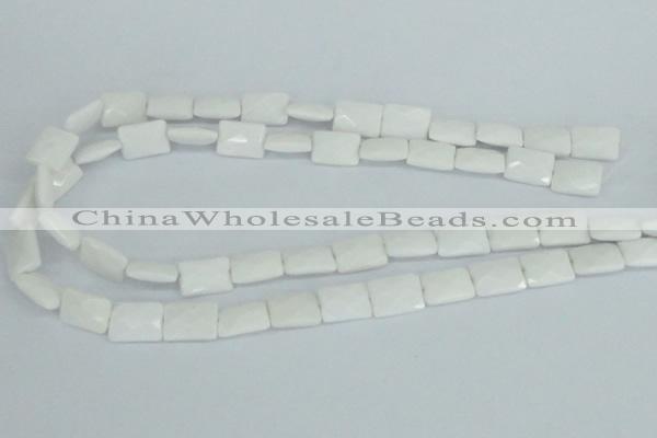 CAA07 15.5 inches 10*14mm faceted rectangle white agate gemstone beads