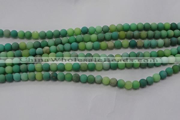 CAA1150 15.5 inches 4mm round matte grass agate beads wholesale