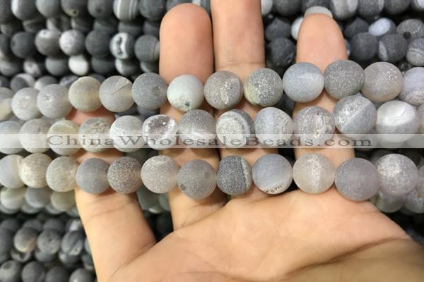 CAA1417 15.5 inches 10mm round matte druzy agate beads