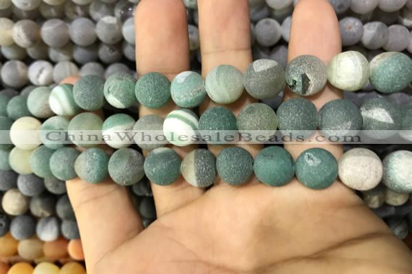 CAA1424 15.5 inches 10mm round matte druzy agate beads