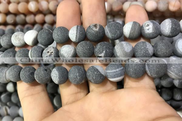 CAA1440 15.5 inches 12mm round matte druzy agate beads