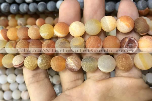 CAA1449 15.5 inches 14mm round matte druzy agate beads