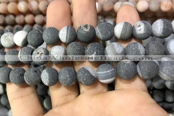 CAA1455 15.5 inches 14mm round matte druzy agate beads