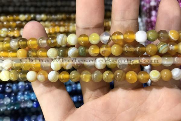 CAA1549 15.5 inches 6mm round banded agate beads wholesale