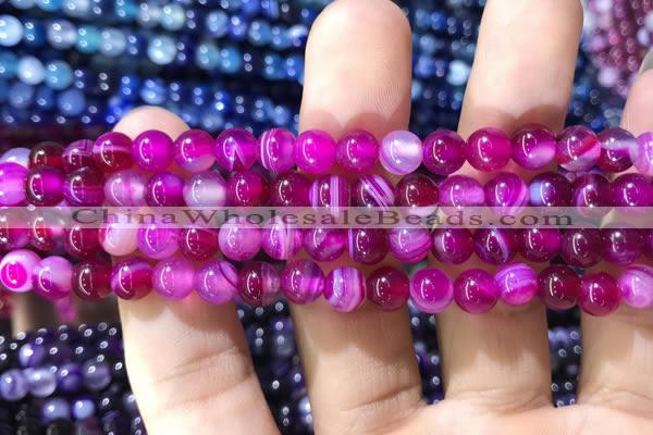 CAA1561 15.5 inches 6mm round banded agate beads wholesale