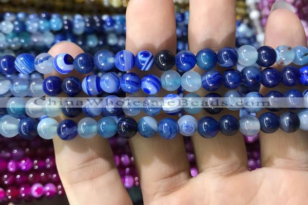 CAA1579 15.5 inches 6mm round banded agate beads wholesale