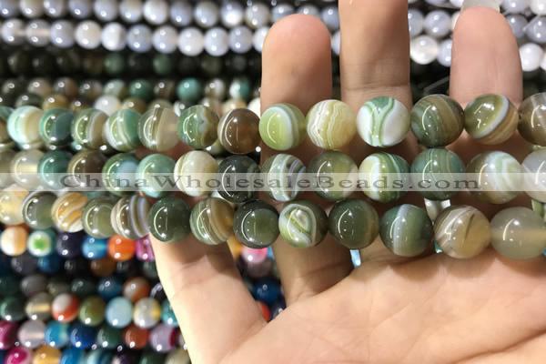 CAA1587 15.5 inches 10mm round banded agate beads wholesale