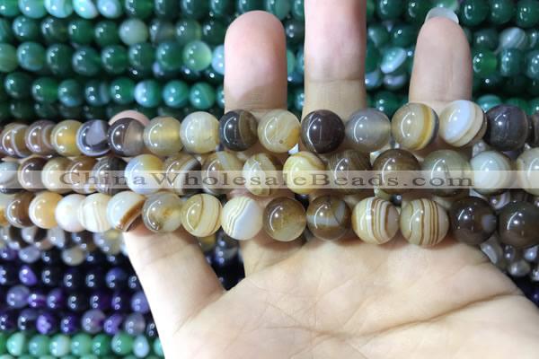 CAA1616 15.5 inches 8mm round banded agate beads wholesale