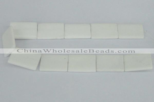 CAA17 15.5 inches 25*35mm rectangle white agate gemstone beads