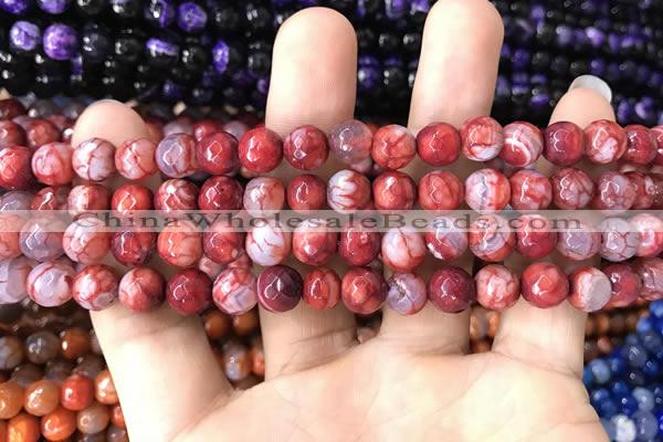 CAA1710 15 inches 8mm faceted round fire crackle agate beads