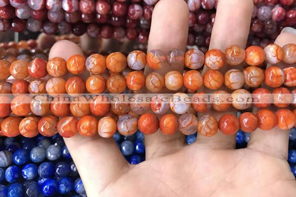 CAA1711 15 inches 8mm faceted round fire crackle agate beads