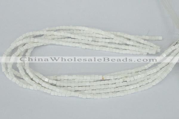 CAA18 15.5 inches 4*4mm cube white agate gemstone beads wholesale