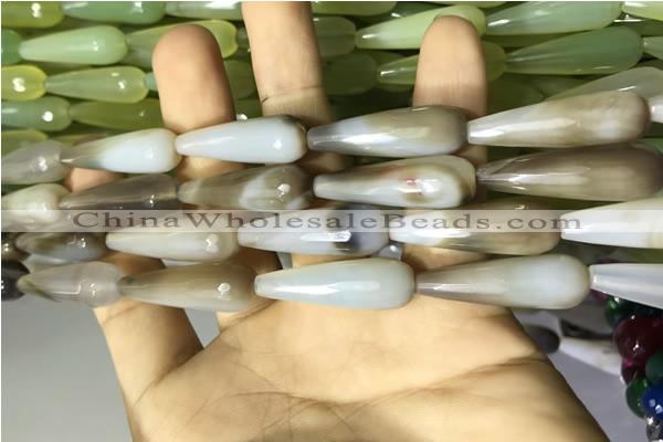 CAA2092 15.5 inches 10*30mm faceted teardrop agate beads