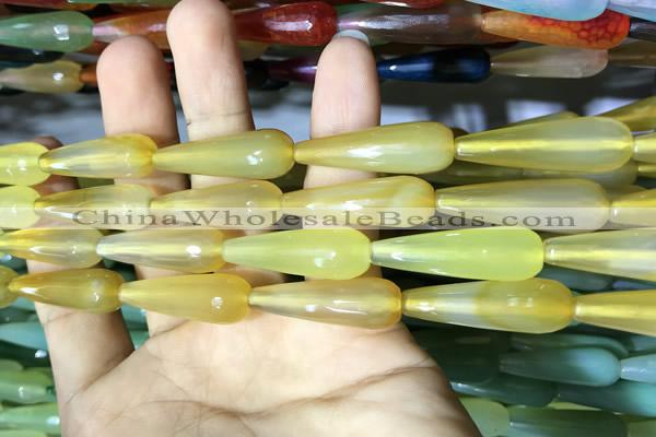 CAA2095 15.5 inches 10*30mm faceted teardrop agate beads