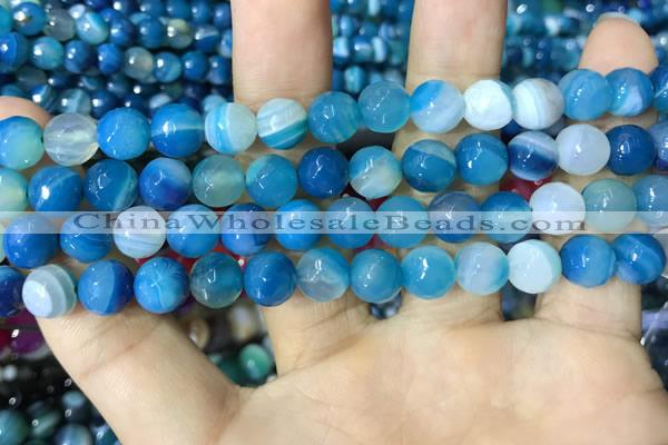 CAA2252 15.5 inches 10mm faceted round banded agate beads