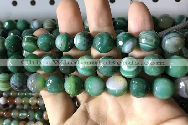 CAA2290 15.5 inches 14mm faceted round banded agate beads