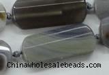 CAA253 15.5 inches 16*30mm faceted rectangle grey line agate beads