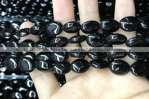 CAA2536 15.5 inches 8*10mm oval black agate beads wholesale