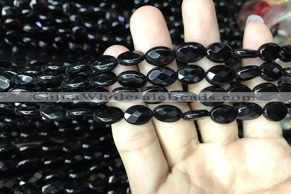 CAA2591 15.5 inches 8*12mm faceted oval black agate beads wholesale