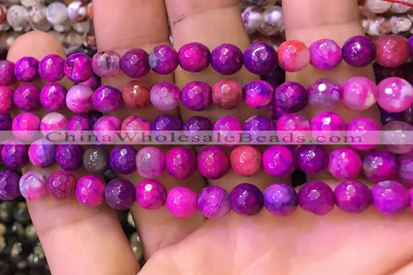 CAA2899 15 inches 6mm faceted round fire crackle agate beads wholesale