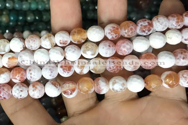 CAA2993 15 inches 8mm faceted round fire crackle agate beads wholesale