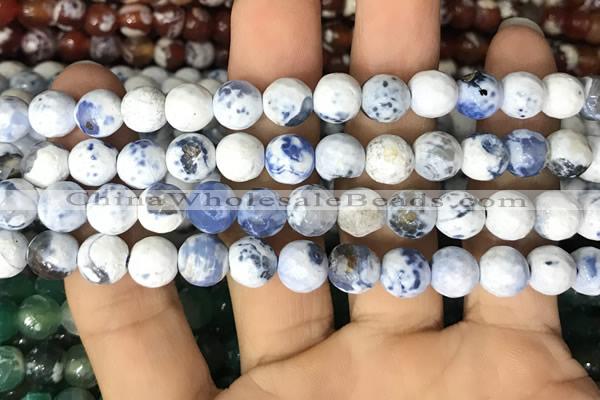 CAA2997 15 inches 8mm faceted round fire crackle agate beads wholesale