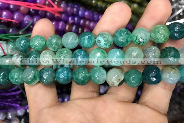 CAA3046 15 inches 10mm faceted round fire crackle agate beads wholesale