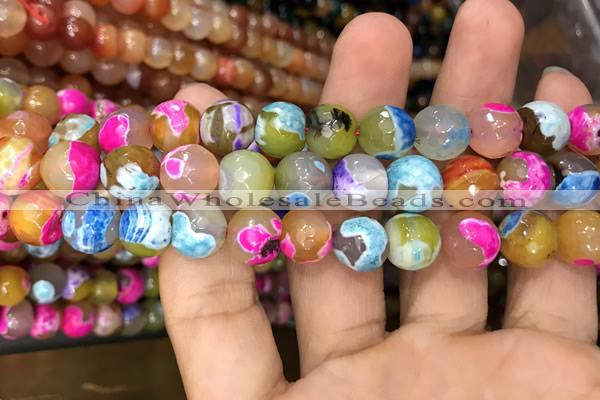 CAA3054 15 inches 10mm faceted round fire crackle agate beads wholesale