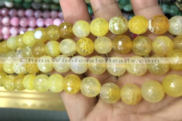 CAA3067 15 inches 10mm faceted round fire crackle agate beads wholesale