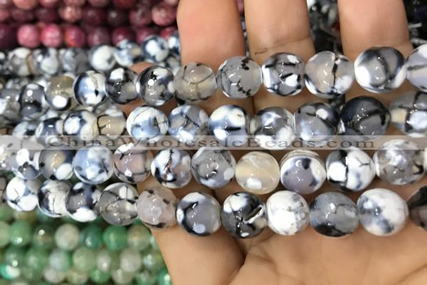 CAA3071 15 inches 10mm faceted round fire crackle agate beads wholesale