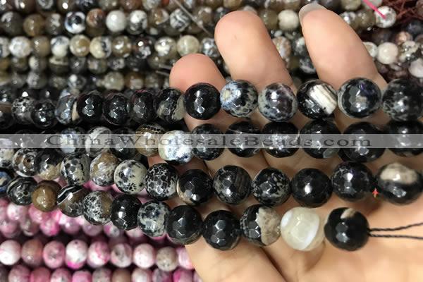 CAA3084 15 inches 10mm faceted round fire crackle agate beads wholesale