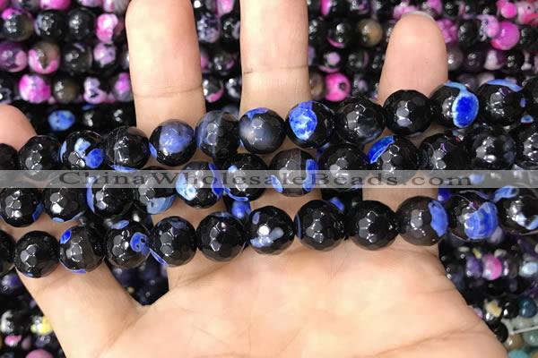 CAA3092 15 inches 10mm faceted round fire crackle agate beads wholesale