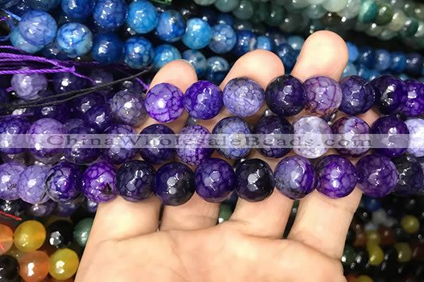 CAA3134 15 inches 12mm faceted round fire crackle agate beads wholesale