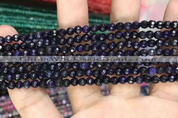 CAA3270 15 inches 4mm faceted round agate beads wholesale