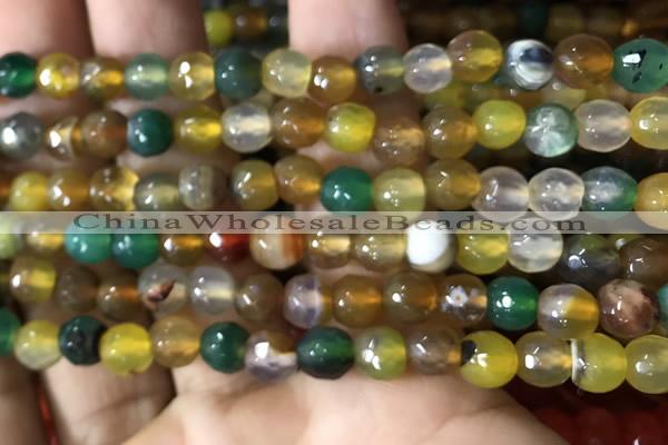 CAA3308 15 inches 6mm faceted round agate beads wholesale