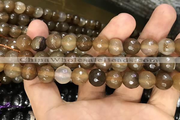 CAA3378 15 inches 10mm faceted round agate beads wholesale