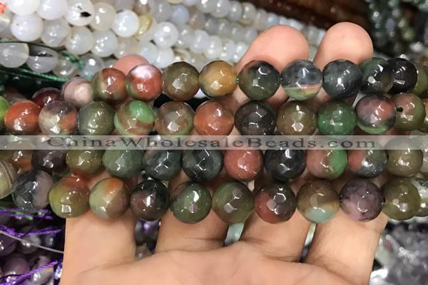 CAA3382 15 inches 10mm faceted round agate beads wholesale