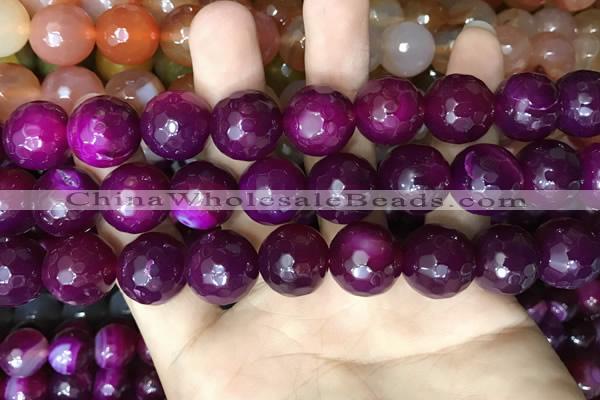 CAA3426 15 inches 14mm faceted round agate beads wholesale