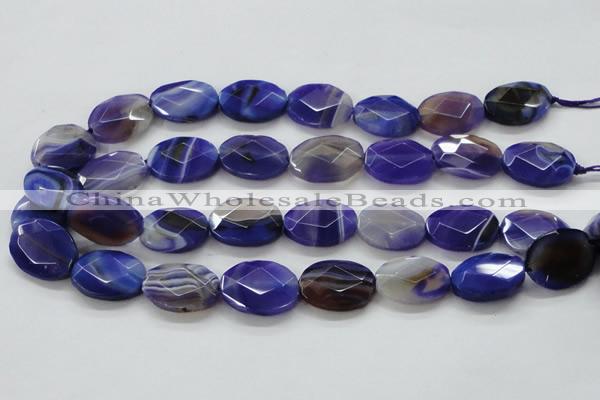 CAA358 15.5 inches 18*25mm faceted oval violet line agate beads