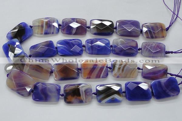 CAA362 15.5 inches 25*30mm faceted rectangle violet line agate beads