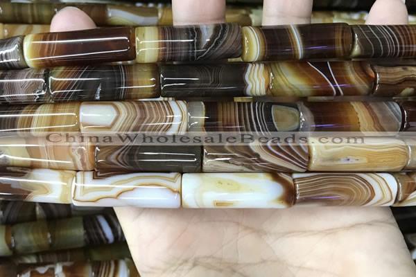 CAA4181 15.5 inches 10*30mm tube line agate beads wholesale