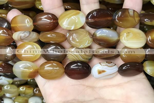 CAA4214 15.5 inches 15*20mm oval line agate beads wholesale