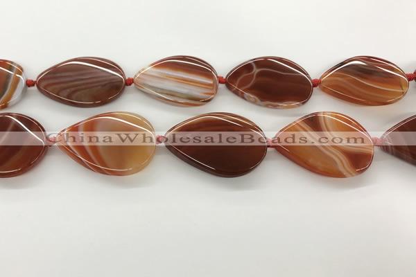 CAA4320 15.5 inches 30*40mm twisted oval line agate beads