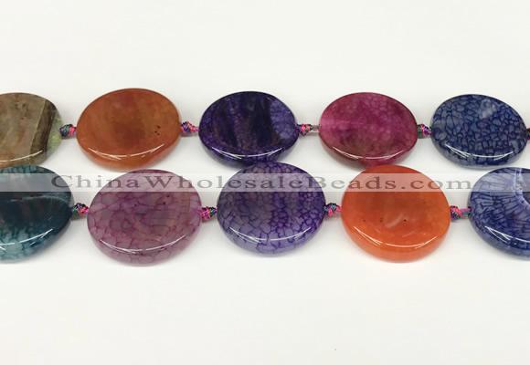 CAA4529 15.5 inches 30mm flat round dragon veins agate beads