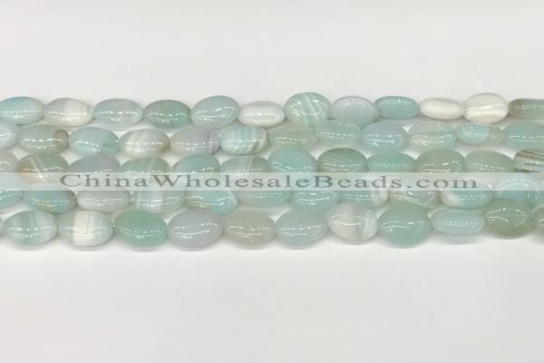 CAA4649 15.5 inches 10*14mm oval banded agate beads wholesale