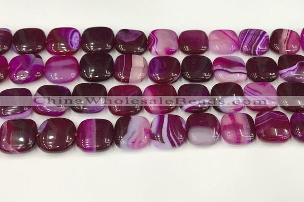 CAA4743 15.5 inches 14*14mm square banded agate beads wholesale