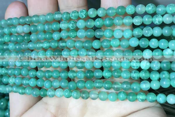 CAA5020 15.5 inches 4mm round green dragon veins agate beads