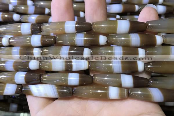 CAA5115 15.5 inches 8*33mm rice striped agate beads wholesale